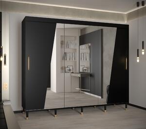 Šatní skříň Abi Calipso Rho Barva korpusu: Černá, Rozměry: 250 cm, Dveře: Černá + zrcadlo