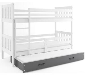 Dětská patrová postel s přistýlkou bez matrací 80x190 CHARIS - bílá / grafit