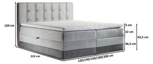 Čalouněná postel boxspring 180x200 MARYLIN - šedá + topper ZDARMA
