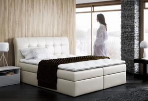 Velká čalouněná postel SARA béžová eko kůže 200 + toper zdarma