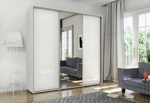 Prostorná šatní skříň se zrcadlem 278 cm MATEO - bílá