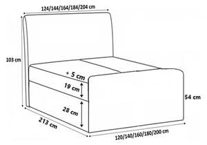 Kontinentální postel 120x200 CARMEN LUX - černá + topper ZDARMA