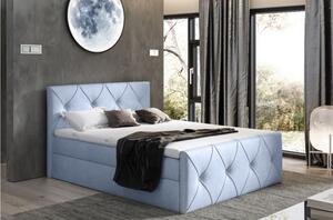 Kontinentální postel 160x200 CARMEN LUX - světle modrá + topper ZDARMA