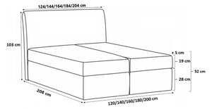 Elegantní kontinentální postel 200x200 CARMEN - černá + topper ZDARMA