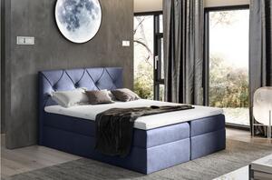 Elegantní kontinentální postel 200x200 CARMEN - modrá + topper ZDARMA