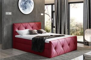 Kontinentální postel 120x200 CARMEN LUX - červená 2 + topper ZDARMA
