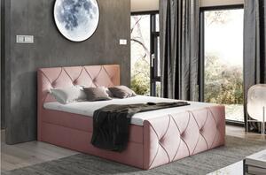 Kontinentální postel 140x200 CARMEN LUX - růžová + topper ZDARMA