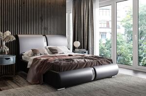 Čalouněná postel s chromovanými doplňky 180x200 YVONNE - černá eko kůže
