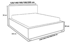 Moderní čalouněná postel s úložným prostorem 200x200 BERGEN - šedá eko kůže