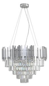 Křišťálový lustr na lanku PLAZA 9xE14/40W/230V pr. 60 cm stříbrná