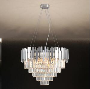 Křišťálový lustr na lanku PLAZA 9xE14/40W/230V pr. 60 cm stříbrná