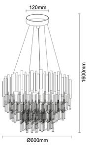 Křišťálový lustr na lanku PLAZA 9xE14/40W/230V pr. 60 cm stříbrná