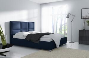 Designová postel s vysokým čelem a úložným prostorem 200x200 VENEZIA - modrá