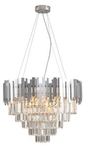 Křišťálový lustr na lanku PLAZA 9xE14/40W/230V pr. 60 cm stříbrná
