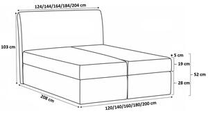 Manželská postel 200x200 SVEN - šedá eko kůže + topper ZDARMA
