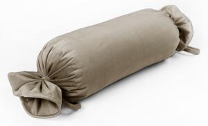 Biante Sametový polštář válec bonbon Velvet Premium SVP-030 Šedobéžový 15x40 cm