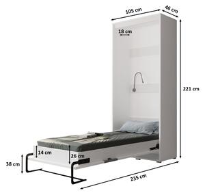Praktická výklopná postel HAZEL 90 - bílá