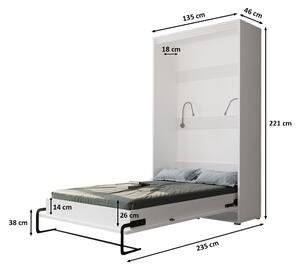 Praktická výklopná postel HAZEL 120 - bílá / černý lesk