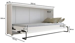 Horizontální výklopná postel HAZEL 90 - bílá