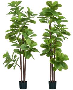 HOMCOM Sada 2 Umělých Rostlin Ficus Lyrata 180cm Vysoké s Květináčem, Velký Umělý Strom pro Dekoraci | Aosom