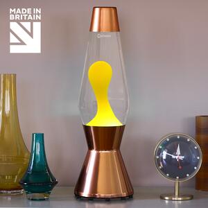 Mathmos Astro Copper, originální lávová lampa, měděná s čirou tekutinou a žlutou lávou, výška 43cm