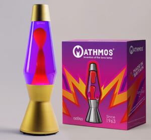 Mathmos Astro Gold, originální lávová lampa, zlatá s fialovou tekutinou a červenou lávou, 43cm