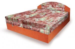 Polohovací postel 160x200 VEERLE - oranžová / vzorovaná 1
