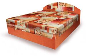 Polohovací postel 160x200 VEERLE - oranžová / vzorovaná 2