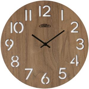 Dřevěné designové hodiny tmavě hnědé PRIM Authentic Veneer - C