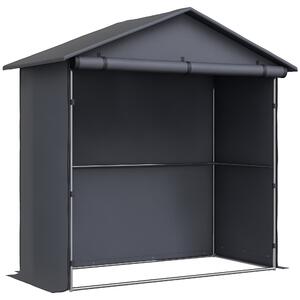 Outsunny Garážový stan 1,1x2m s rolovacím vstupem, provazy a kolíky, pozinkovaná ocel a 420D Oxford venkovní garáž na jízdní kola a zahradní nářadí, U