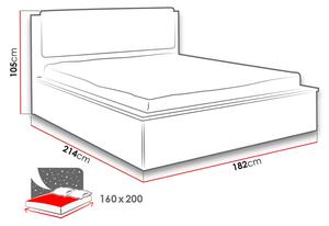 Manželská postel 160x200 PEORIA - dub bílý / bílá ekokůže