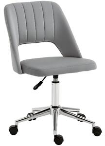 Ergonomická a otočná kancelářská židle Vinsetto, polstrovaná pracovní židle s nastavitelnou výškou, šedá 49x60x79-91cm | Aosom