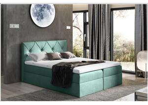 Elegantní kontinentální postel 200x200 CARMEN - zelená + topper ZDARMA