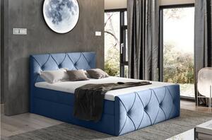 Kontinentální postel 160x200 CARMEN LUX - modrá + topper ZDARMA