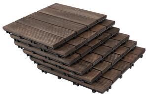 Outsunny Dřevěné Zahradní Dlaždice pro Exteriér, Sada 27 Kusů, 2,5m², Systém Propojení, 30x30cm, Černá | Aosom