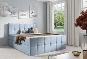 Manželská postel CHLOE - 160x200, světle modrá + topper ZDARMA