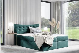 Čalouněná postel HILA - 120x200, modrozelená + topper ZDARMA