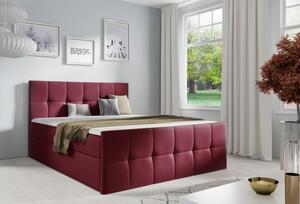 Manželská postel CHLOE - 140x200, vínová + topper ZDARMA