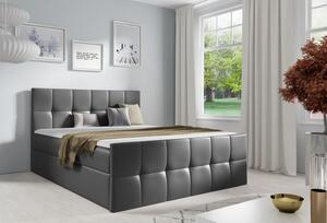 Manželská postel CHLOE - 160x200, šedá eko kůže + topper ZDARMA