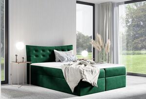Čalouněná postel HILA - 160x200, zelená + topper ZDARMA