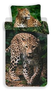 Jerry Fabrics Bavlněné povlečení s 3D fototiskem 140x200+70x90 cm - Leopard Green
