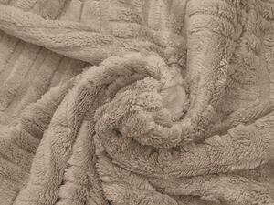 Luxusní světle hnědá beránková deka z mikroplyše STRIPES Rozměr: 150 x 200 cm