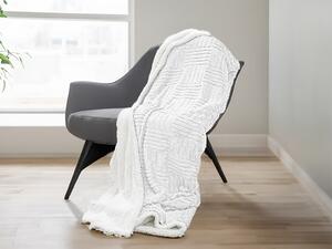Luxusní bílá beránková deka z mikroplyše STRIPES Rozměr: 150 x 200 cm