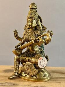 Soška bohyně Saraswati s nástrojem veena – 21 cm