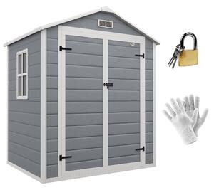 Outsunny Kůlna na Nástroje 2,12 m² 183x134x210 cm Sklad nářadí s Šikmou Střechou Zámkovými Dveřmi Okny Podlahou Odolný Proti Počasí Zahradní Dům Venku