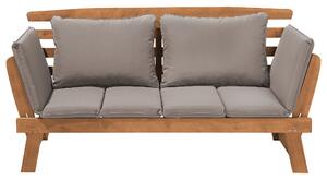 Zahradní lavička s polštářem PORTICI 210 cm Eukalyptové dřevo Světle hnědá/Taupe