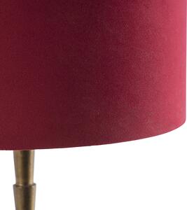 Art Deco stolní lampa bronzový sametový odstín červená 35 cm - Pisos