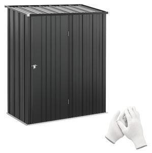 Outsunny Úložná Kůlna s Šikmou Střechou 1,34m² Zahradní Dům Nářaďový Šop Lockable Utility Cabinet Zinková Ocel Černá 161,5 x 94,5 x 196 cm | Aosom
