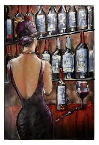 Kovový obraz na stěnu Žena v baru – 80x5x120 cm