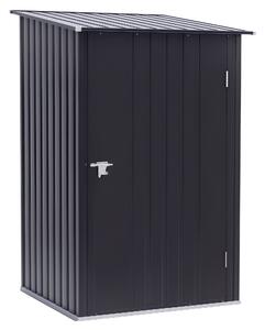 Ocelová kůlna na nářadí Outsunny 1,6m³ 100x103x160cm s pultovou střechou a zámkem - Voděodolná zahradní kůlna na venkovní použití, tmavě šedá | Aosom